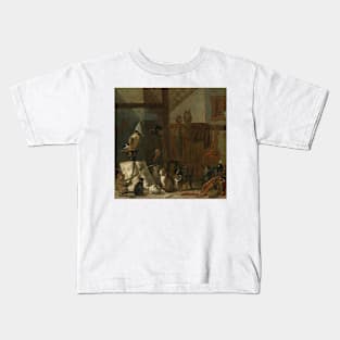 A Concert Of Cats, Owls, A Magpie, And A Monkey In A Barn by Cornelis Saftleven Kids T-Shirt